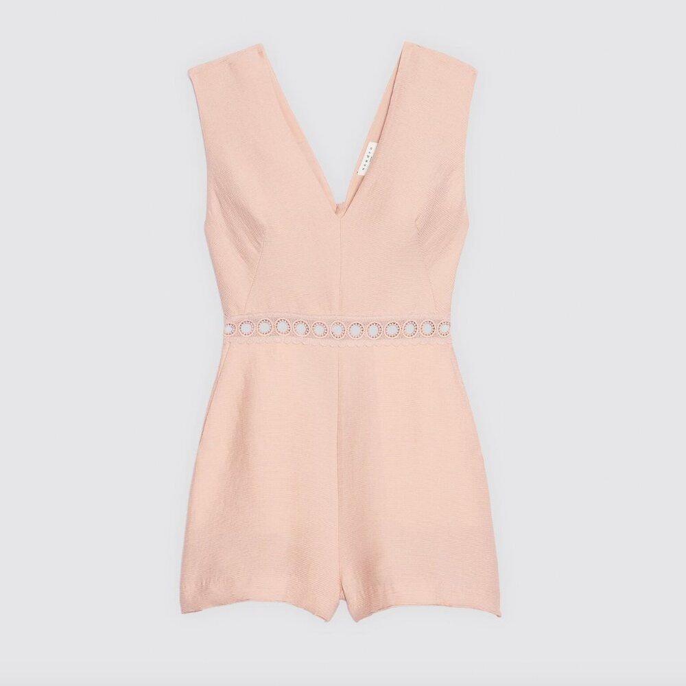 SANDRO Blush Pink Cutout Bow Romper Size 36 (S)